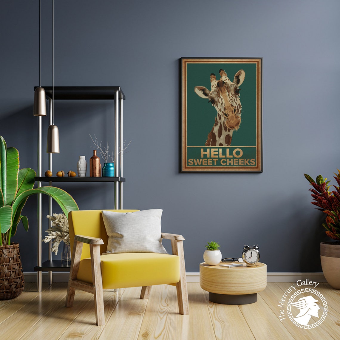 Giraffe Hello Sweet Cheeks Funny Vintage Retro Bathroom Wall Poster - Image 3