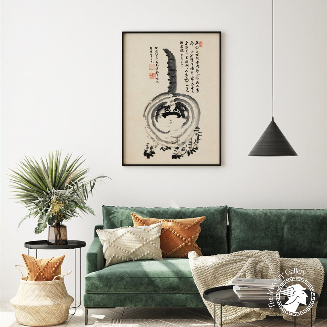 Japanese Tiger Cat Vintage Wabi Sabi Art Print - Image 3