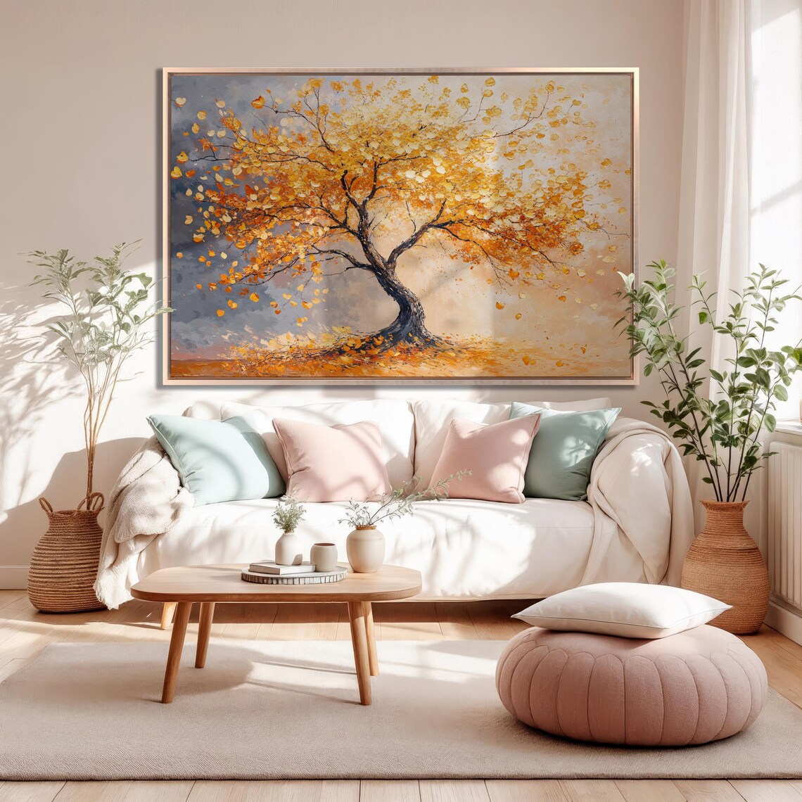 Autumn Tree with Golden Orange Leaves Nature Elegant Art Poster - Image 3