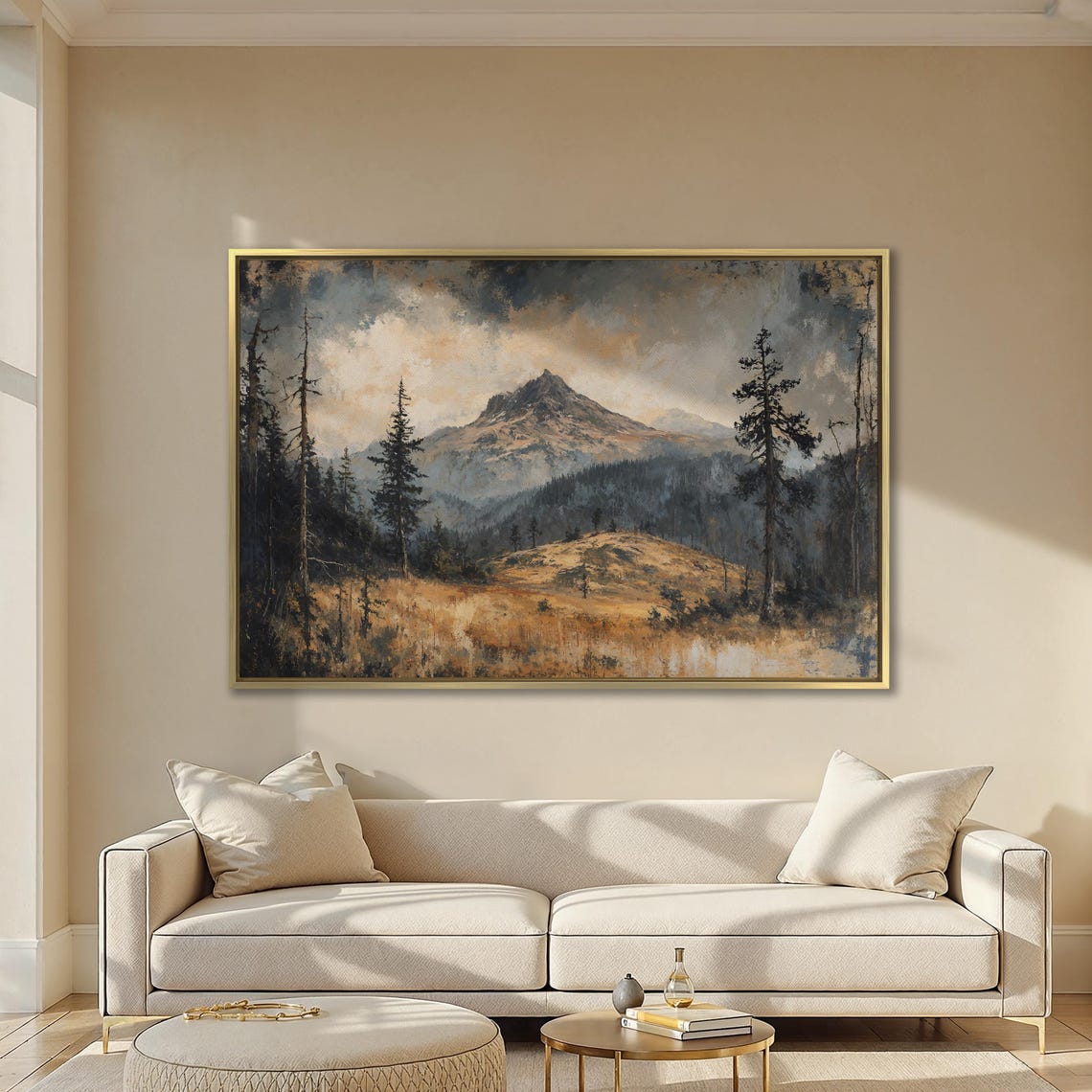 Moody Mountain Peak At Dawn With Pine Trees Landscape Poster - Image 2