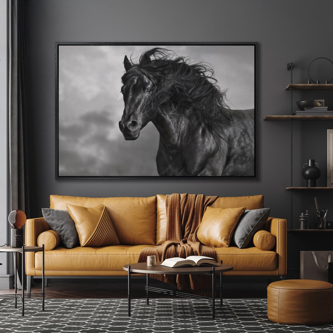 Graceful Black and White Horse Photography Art Print - Image 5