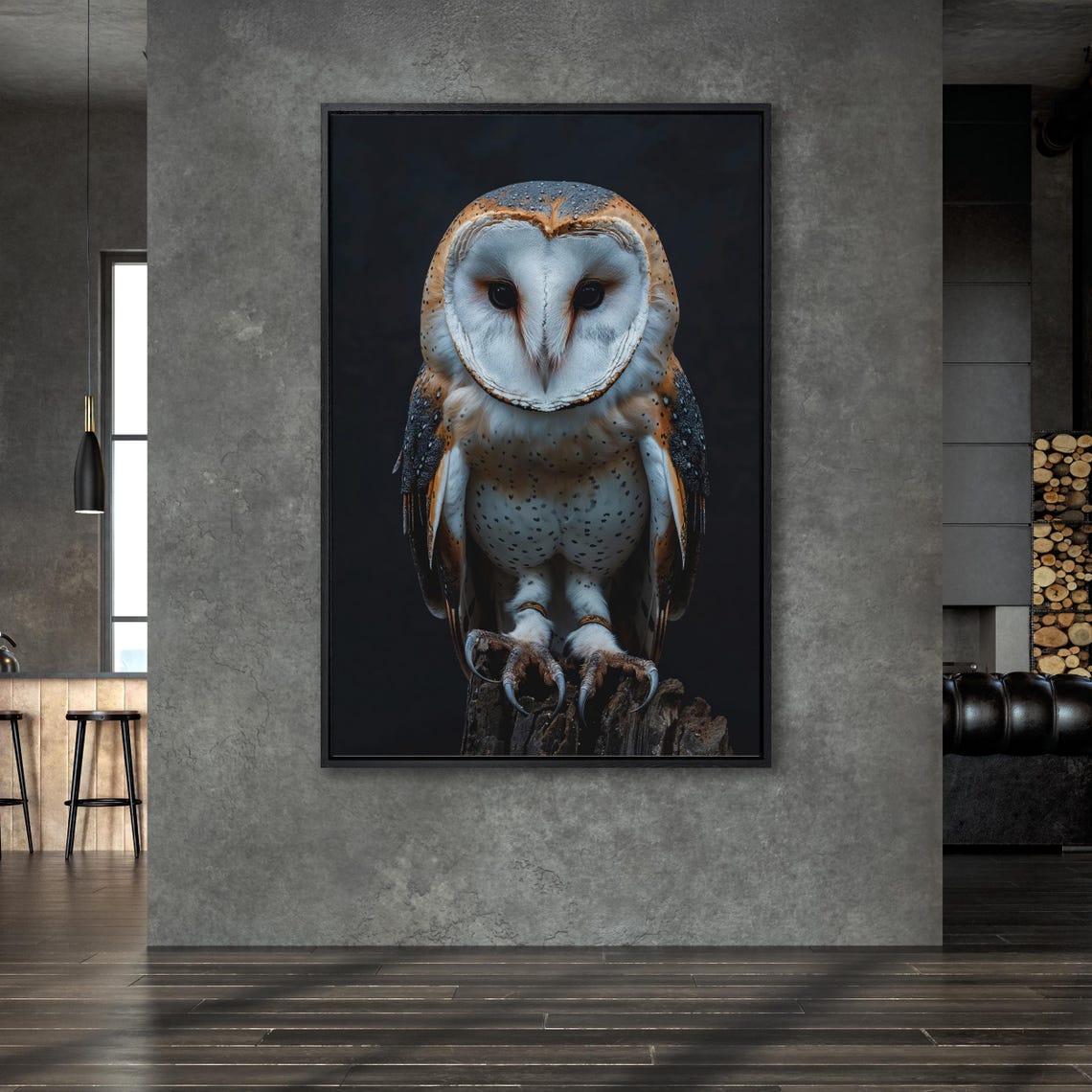 Barn Owl Intense Gaze On Black Background Dramatic Portrait Poster - Image 6