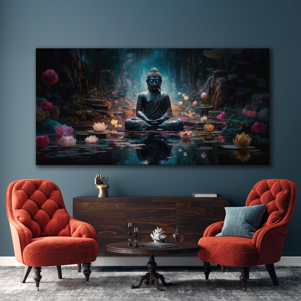 Buddha Statue Art Print, Abstract Meditation Wall Art - Image 4