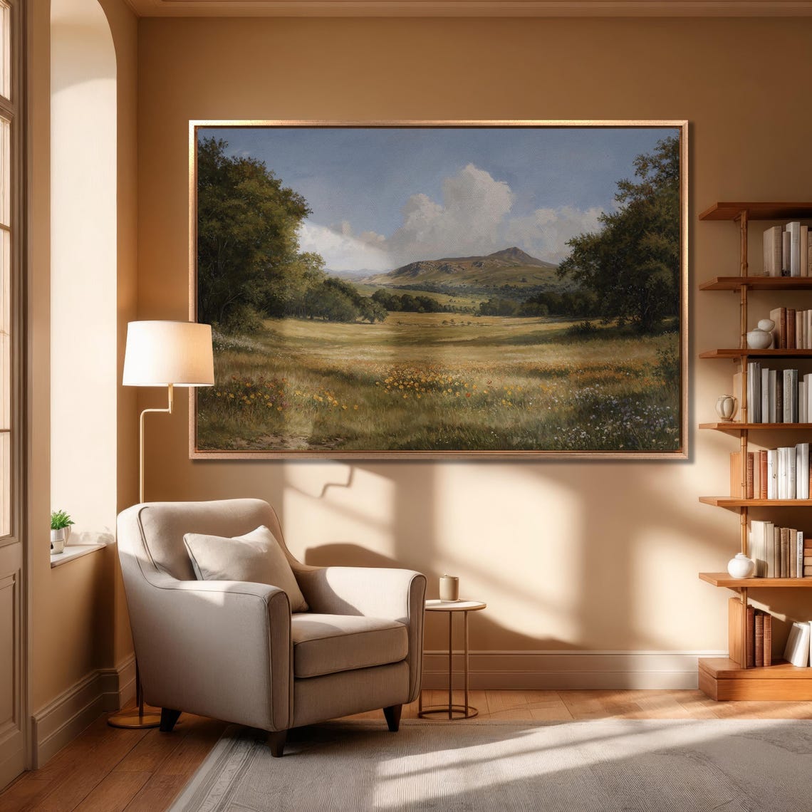 Idyllic Landscape Framed Print Large Wall Art Ready To Hang Countryside Decor With Mountain Nature Scene Ready To Hang Gift Idea - Image 6