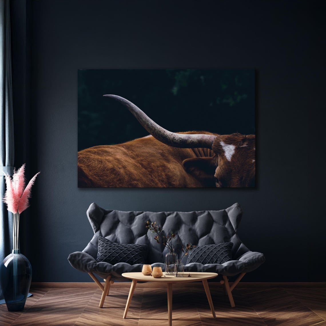 Texas Longhorn Horn Close Up Rustic Western Cattle Art Poster - Image 3