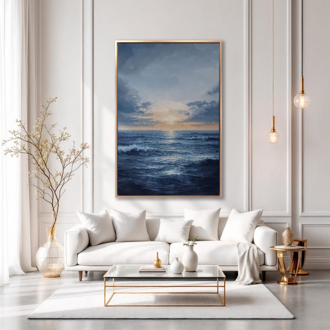 Golden Sunset Reflecting Over Deep Dark Blue Ocean Waves Poster - Image 6