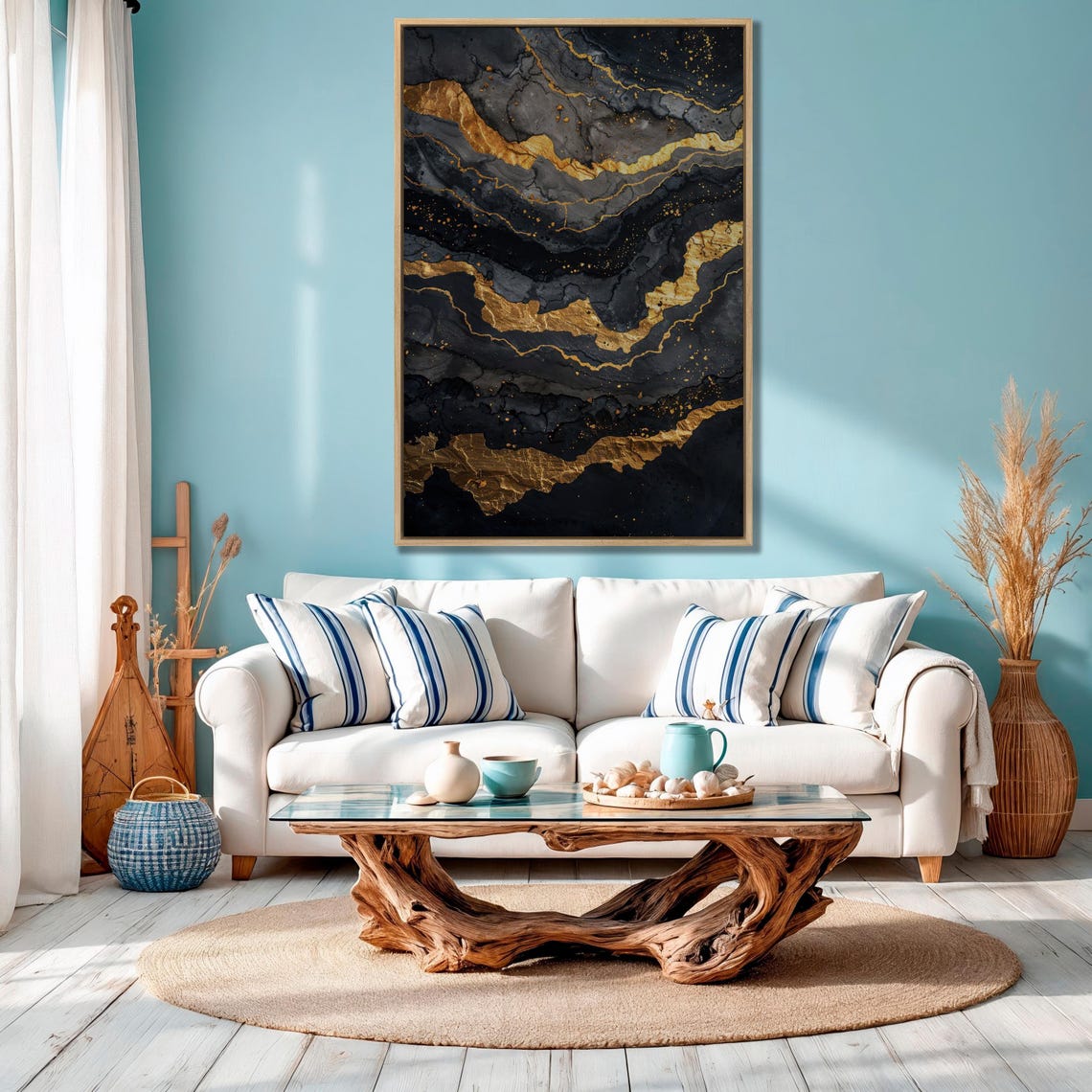 Black And Gold Marble Abstract Luxury Texture Modern Art Poster - Image 3