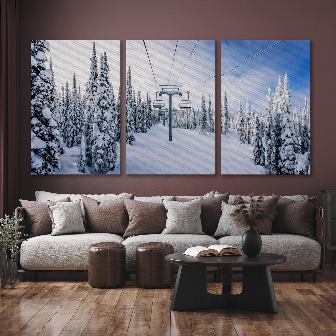 Shuswap BC Ski Lift Winter Landscape Art Print - Image 6