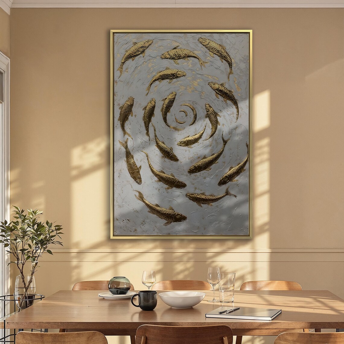 Spiral School of Golden Koi Fish Abstract Luxury Decor Art Poster - Image 6