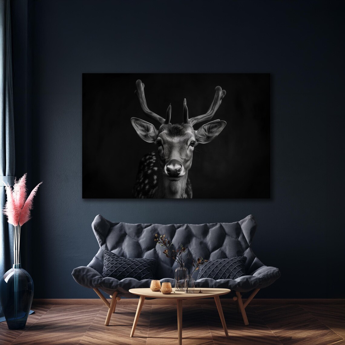 Spotted Fawn Portrait Black And White Gentle Deer Nature Wall Art - Image 4