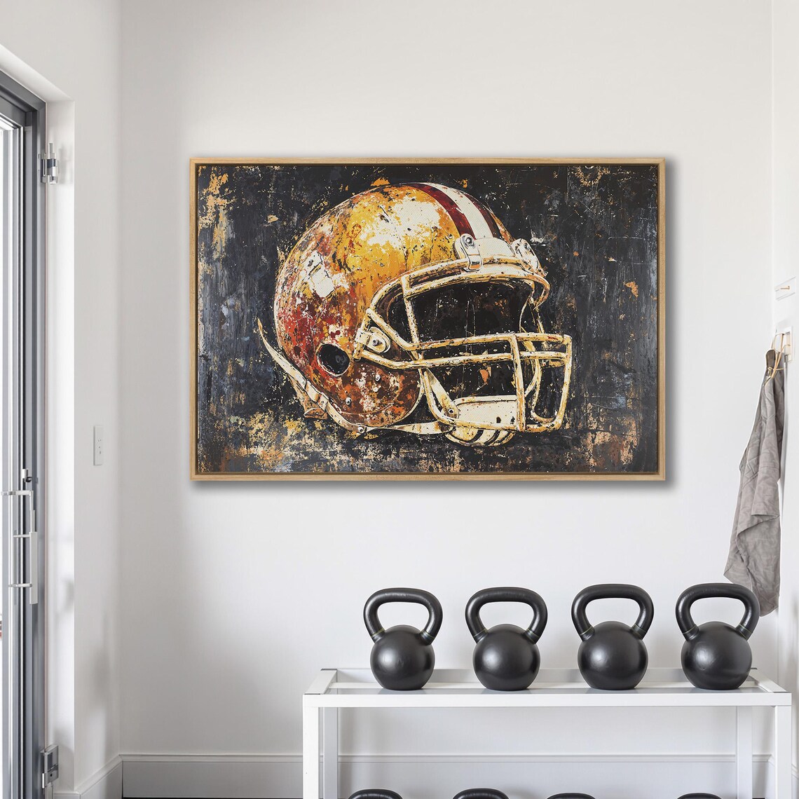Abstract Sports Framed Wall Art Football Helmet Painting Print Vibrant Motivational Decor Boys Room Art Poster Ready To Hang Gift - Image 2