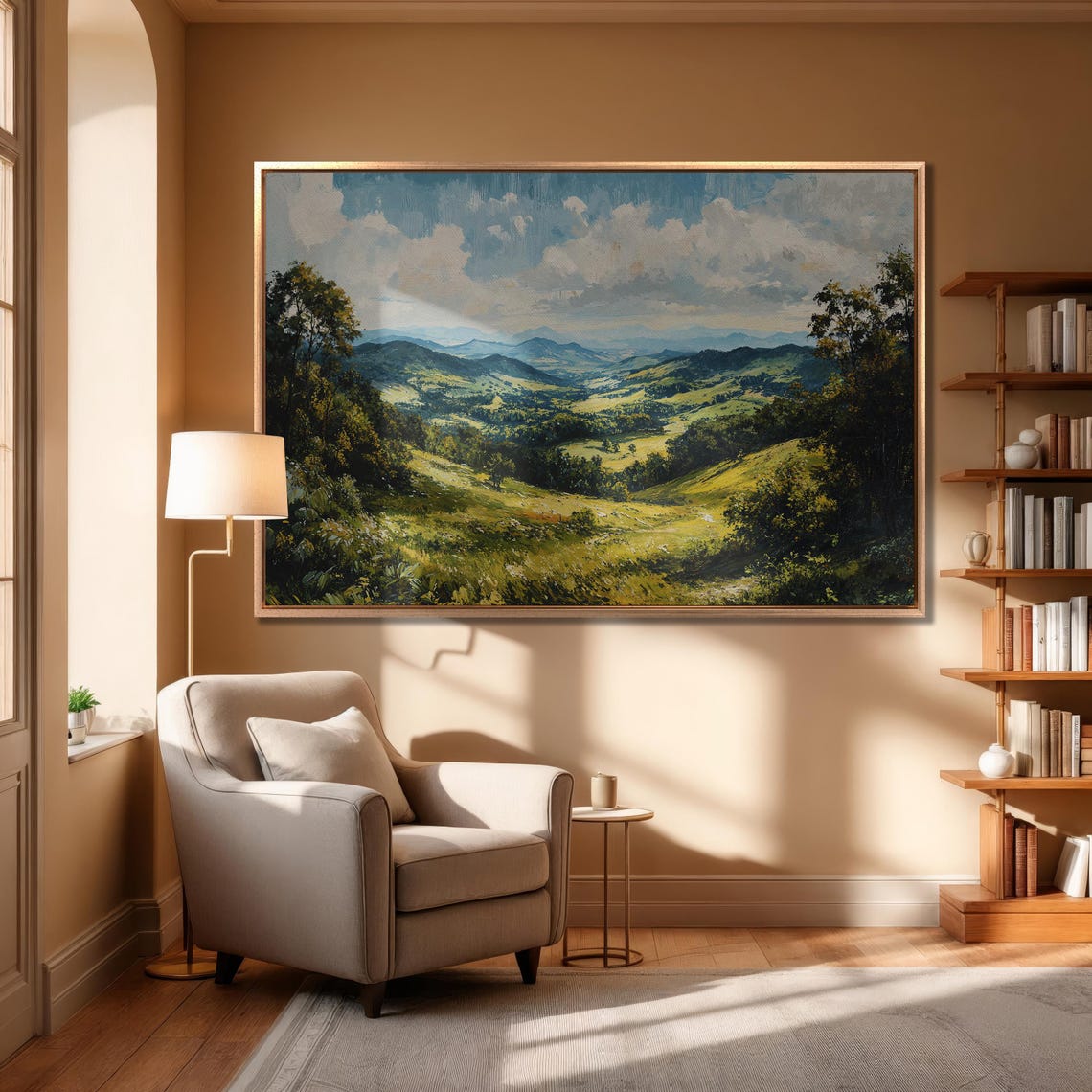 Green Valley Panorama With Layered Blue Mountain Ridges Poster - Image 6