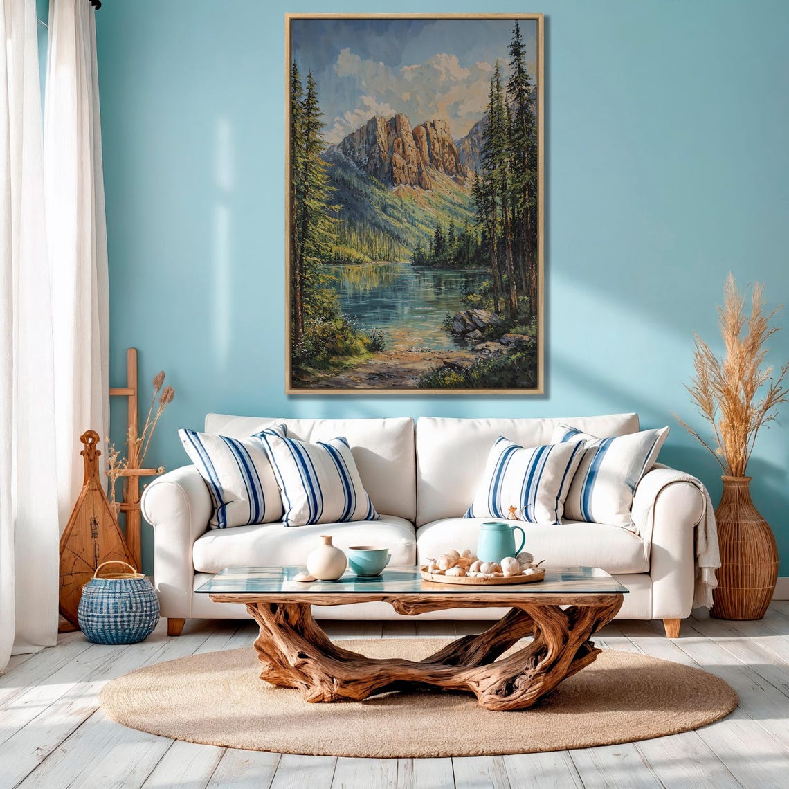 Rocky Mountain Crag Reflected in Pine Framed Alpine Lake Poster - Image 4