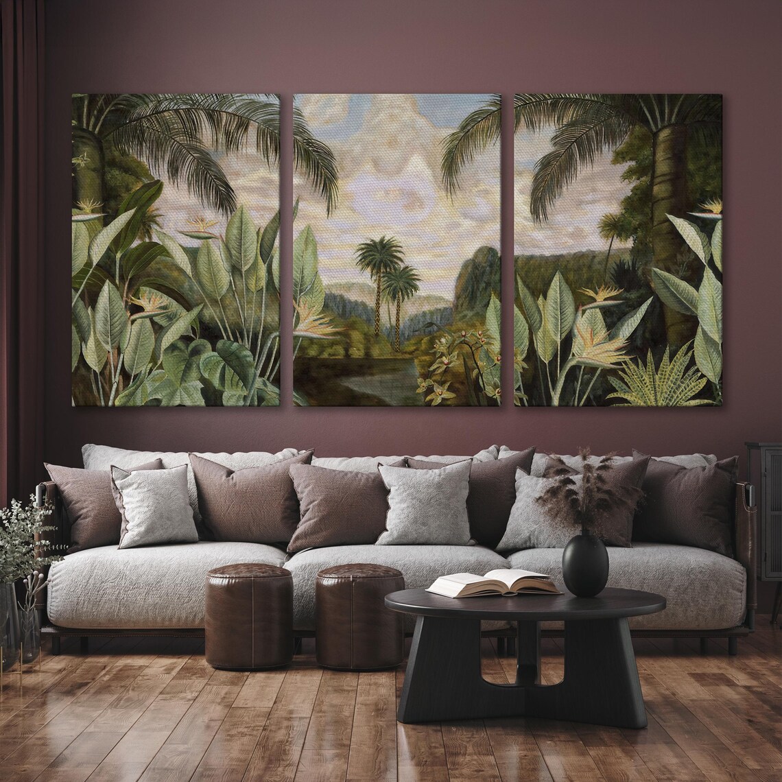 Lush Tropical Jungle Painting Palm Trees River Botanical Poster - Image 6