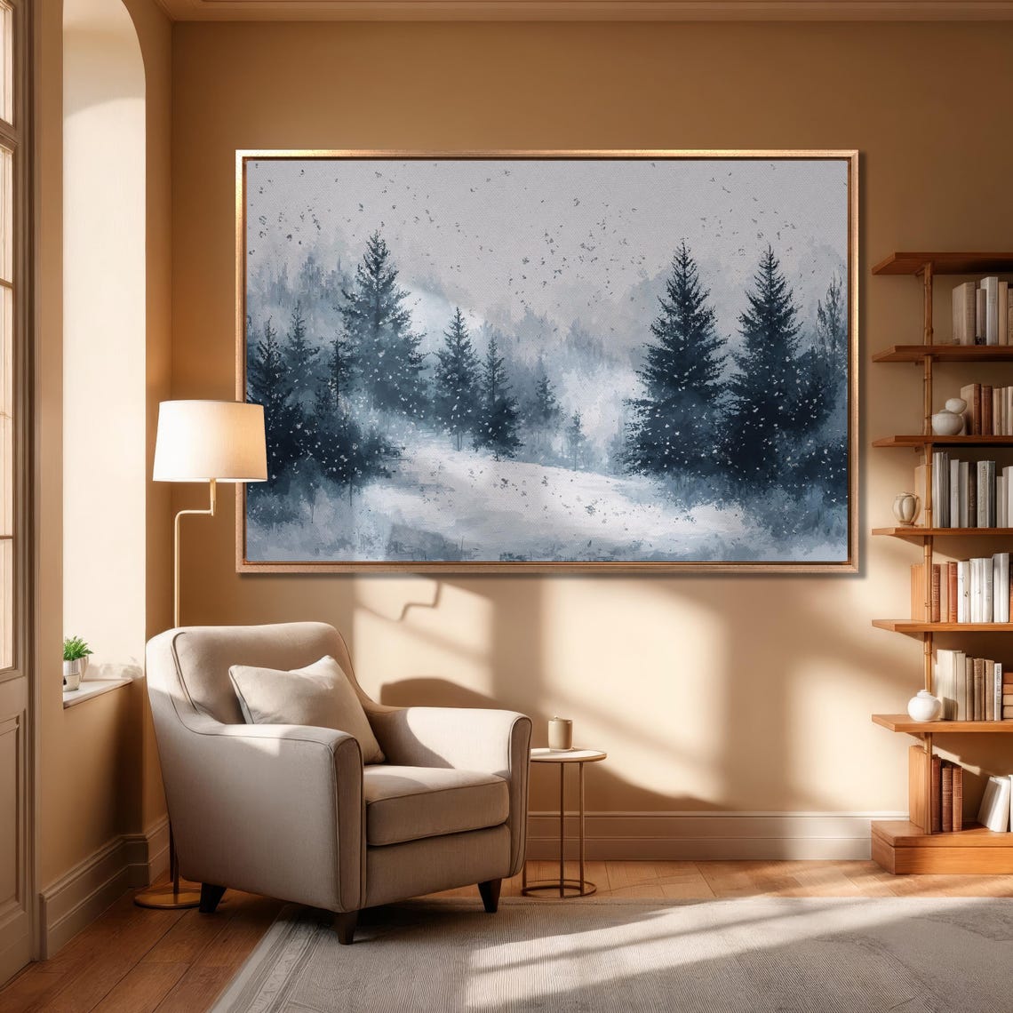 Snowy Evergreen Forest In Falling Snow Winter Landscape Poster - Image 6