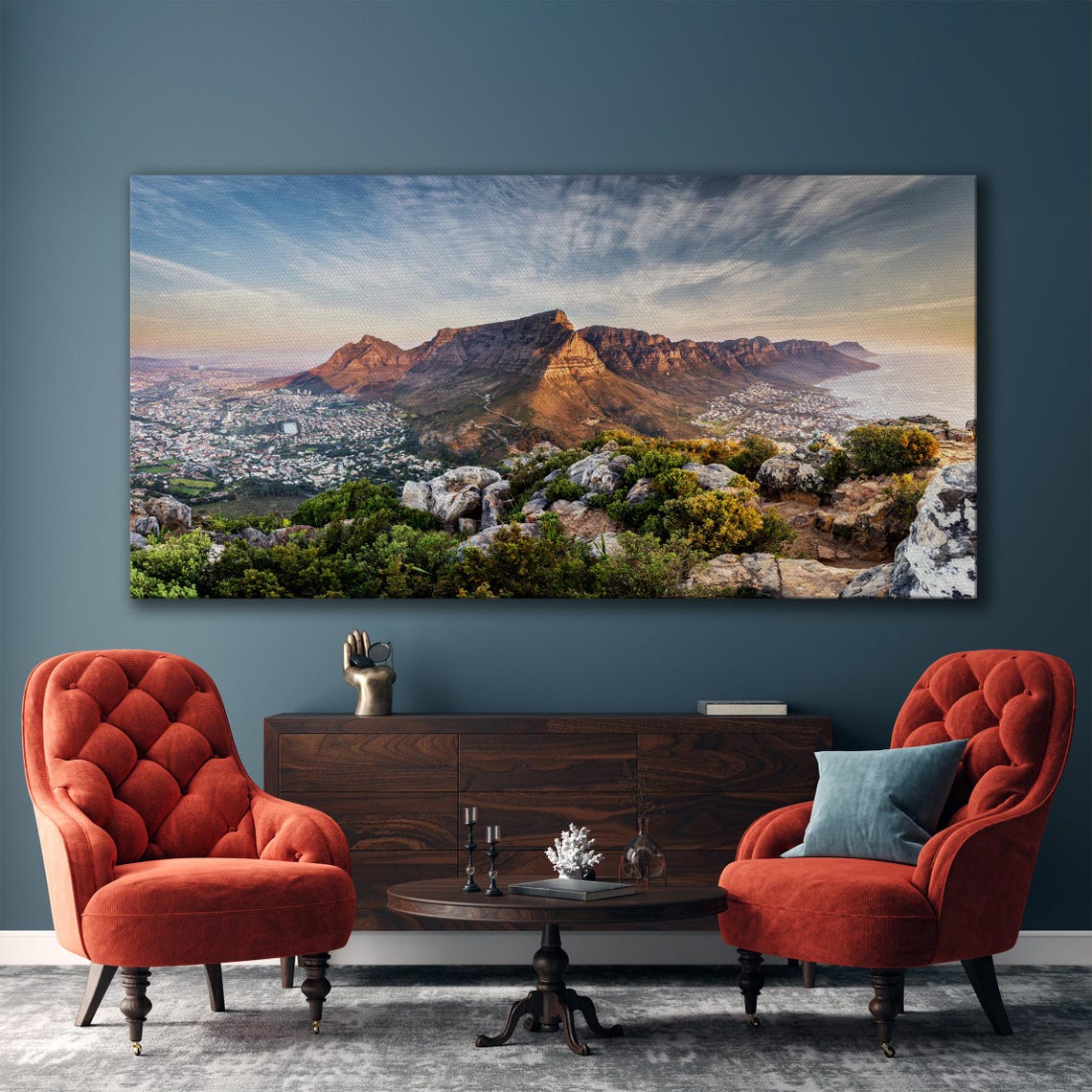 Table Mountain Cape Town South Africa Golden Light Panoramic Wall Art - Image 4