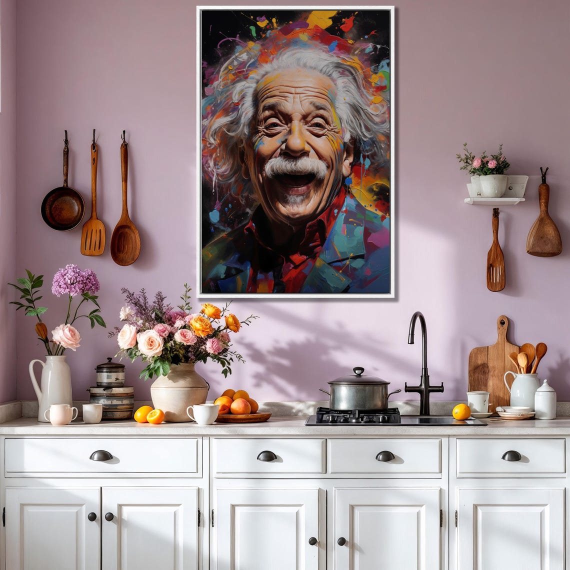 Albert Einstein Laughing Colorful Pop Art Portrait Painting Poster - Image 2