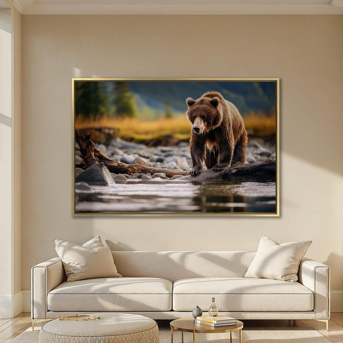 Brown Bear at Mountain River Wildlife Photography Nature Poster - Image 3