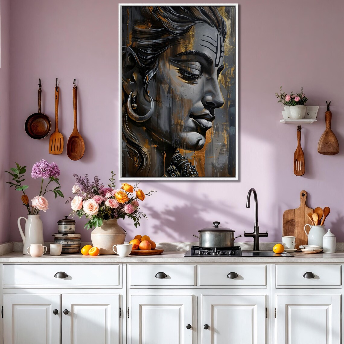 Lord Shiva Portrait In Black And Gold Spiritual Devotion Poster - Image 3