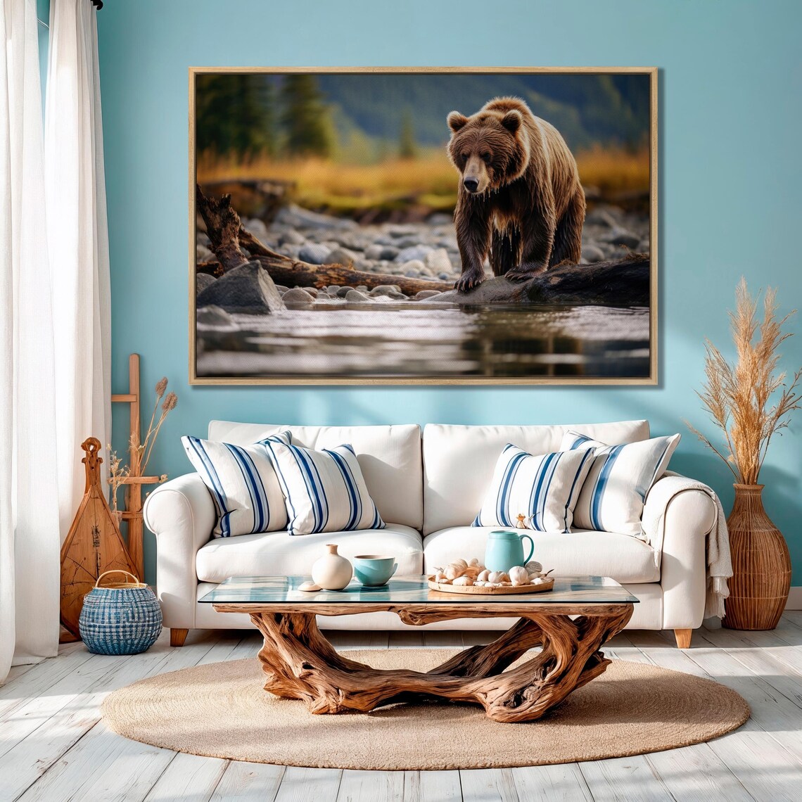 Brown Bear at Mountain River Wildlife Photography Nature Poster - Image 5