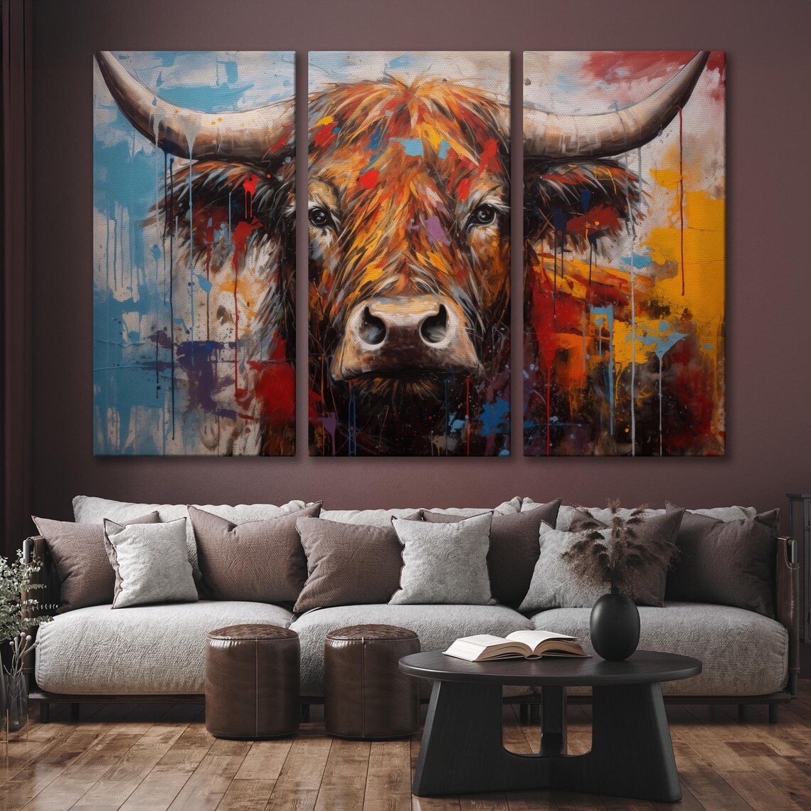 Abstract Cow Pop Art Oil Painting, Farmhouse Art Print - Image 6