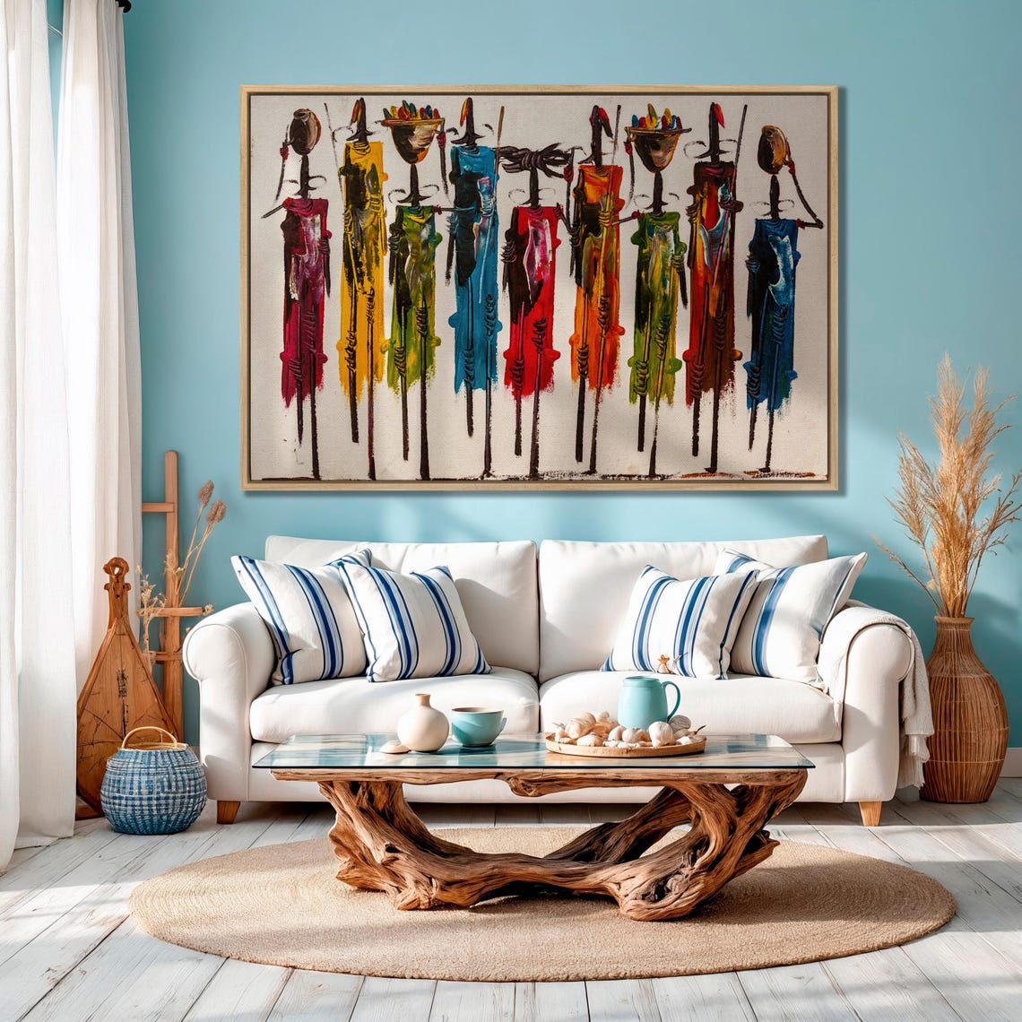 Abstract African Maasai Figures Colorful Tribal Painting Art Poster - Image 2