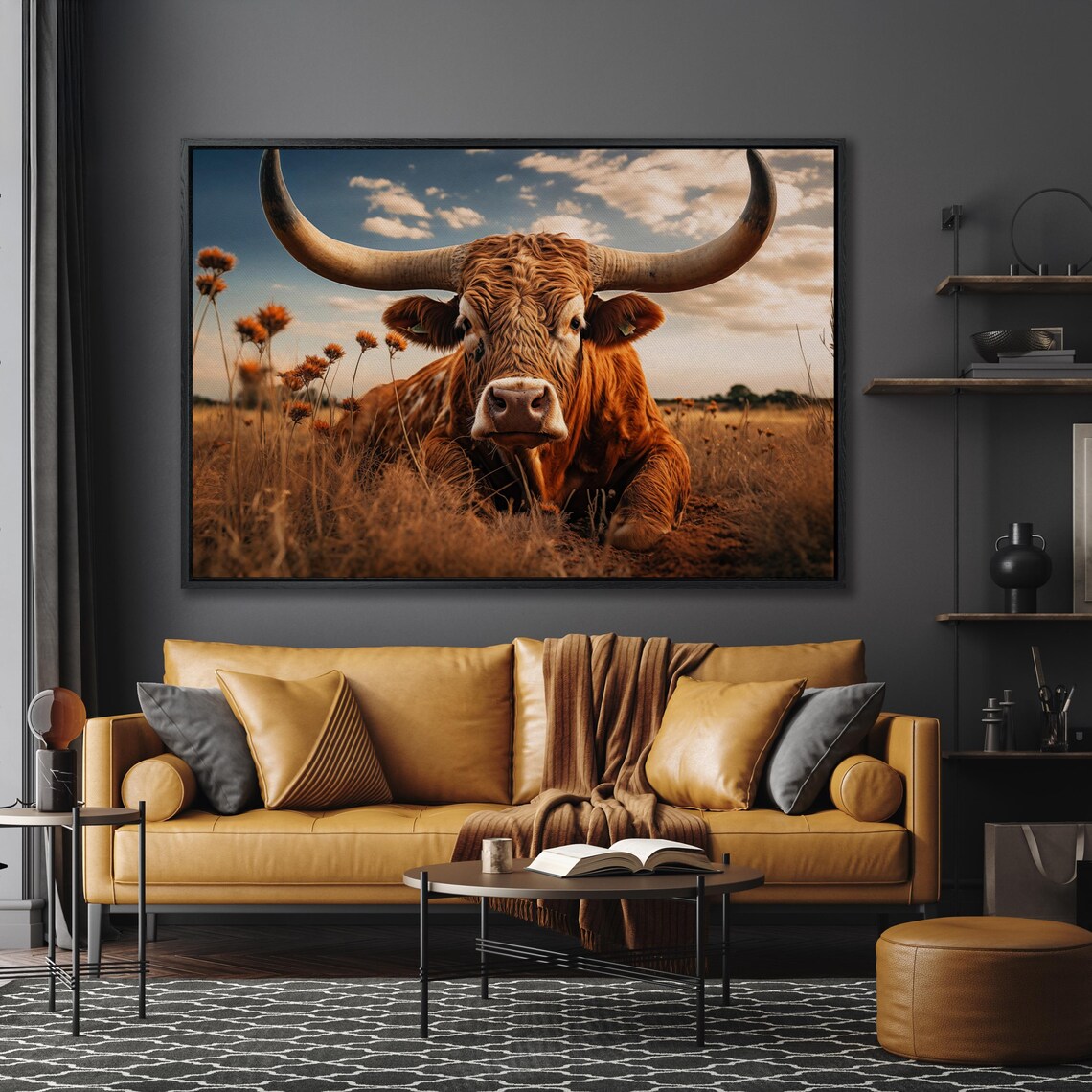 Texas Longhorn Cow Art Print, Rustic Farmhouse - Image 5