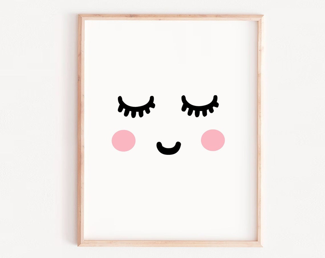 Baby Girl Sleepy Eyes Nursery Art Print