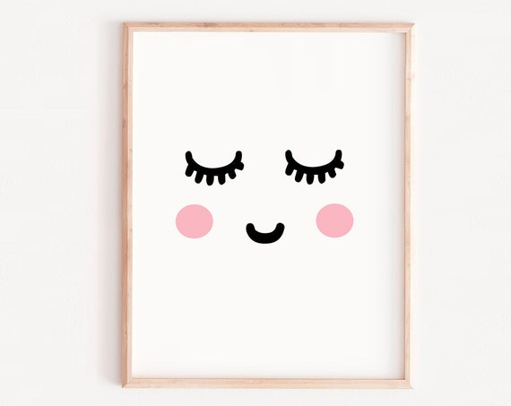 Baby Girl Sleepy Eyes Nursery Art Print
