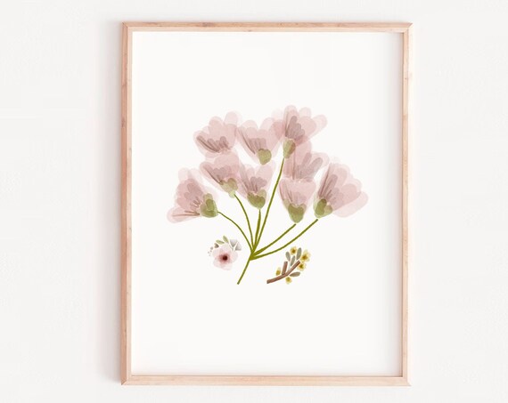 Floral Art Girls Boho Print, Neutral Nursery Decor