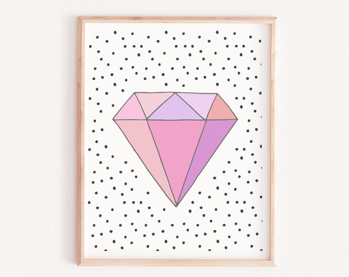 Girls Room Diamond Dots Girl Art Print