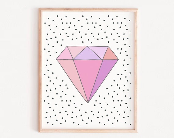 Girls Room Diamond Dots Girl Art Print
