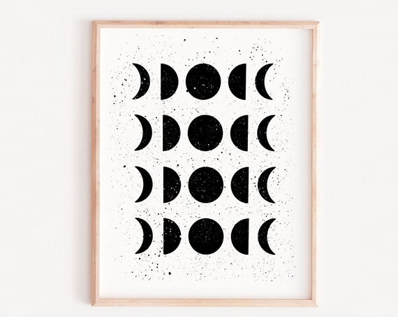 Moon Phases Abstract Art Print, Minimalist Decor