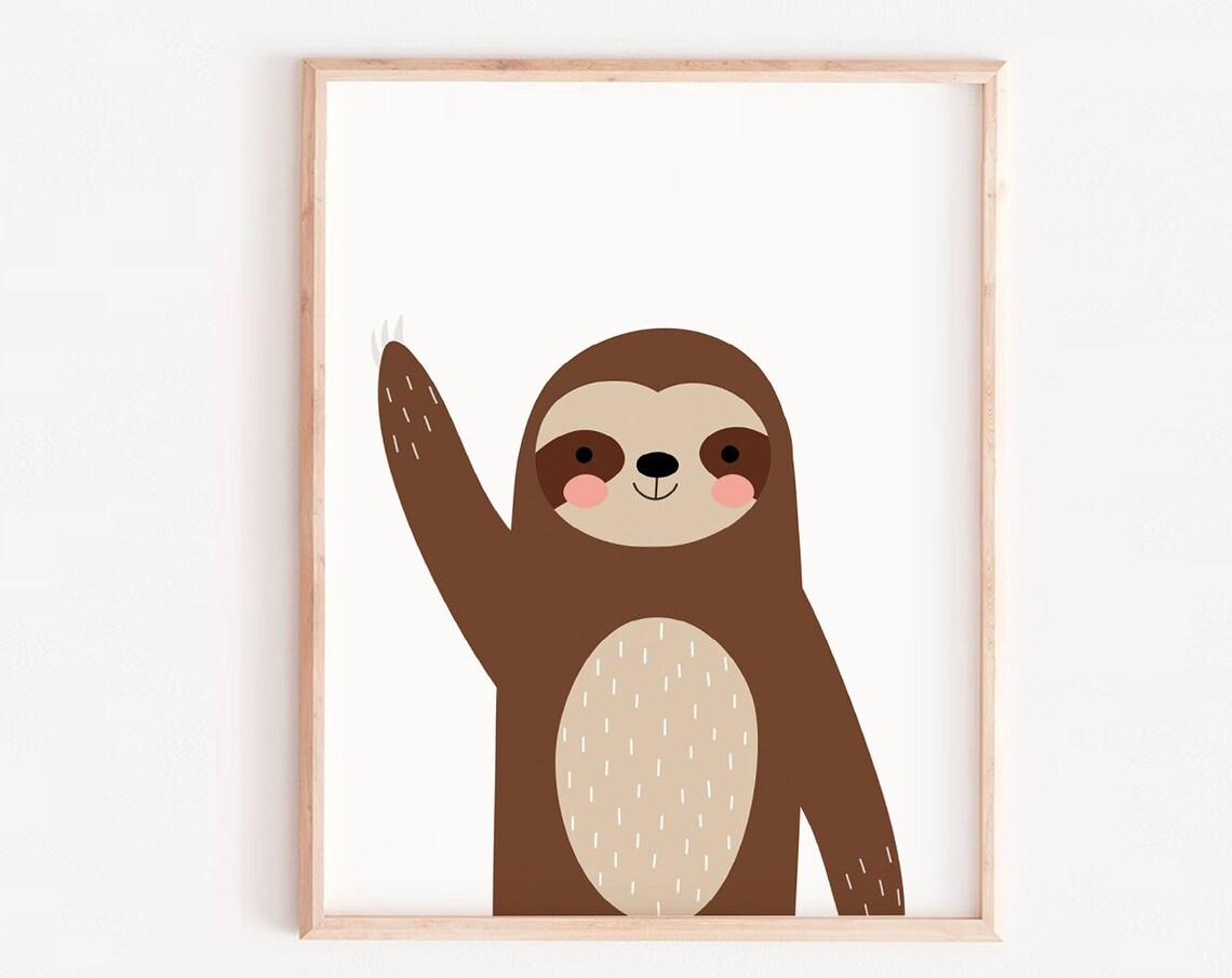 Sloth Sleeping Minimalist Poster, Bedroom Decor
