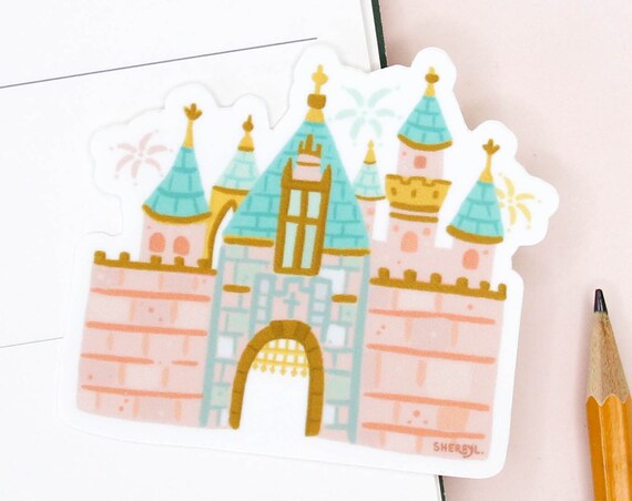 Pink Castle Vinyl Sticker Magic Fireworks Waterproof Die Cut Durable Sticker Decal Water Bottle Laptop Notebook Planner Phone