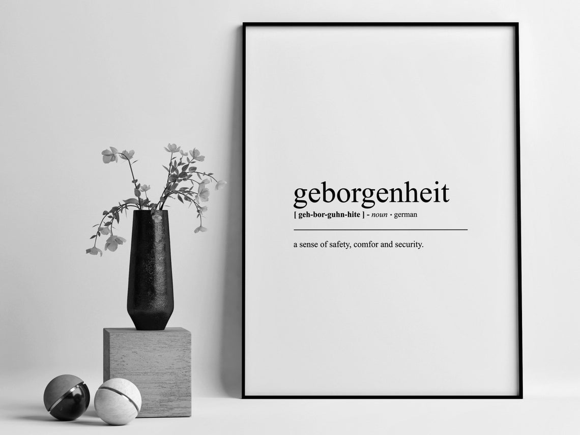 Geborgenheit Definition German Word Art Dictionary Meaning Wall Poster - Image 3