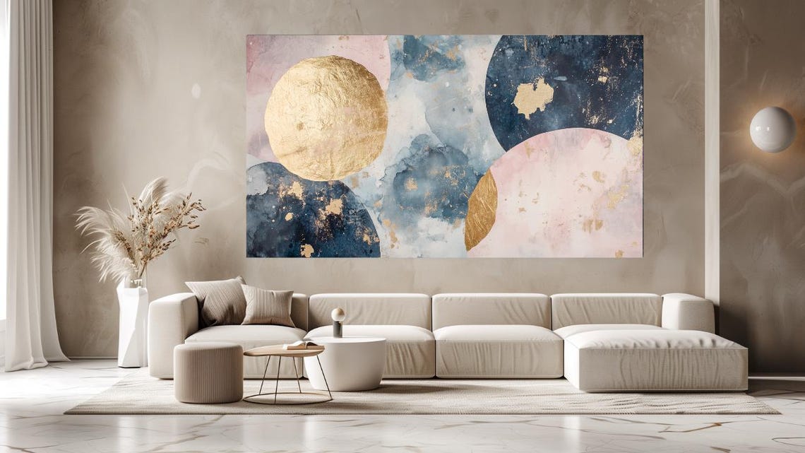 Celestial Moons Colorful Abstraction Print Home Decor Luxury Wall Art Gift Room Decor Design Wall Hangings