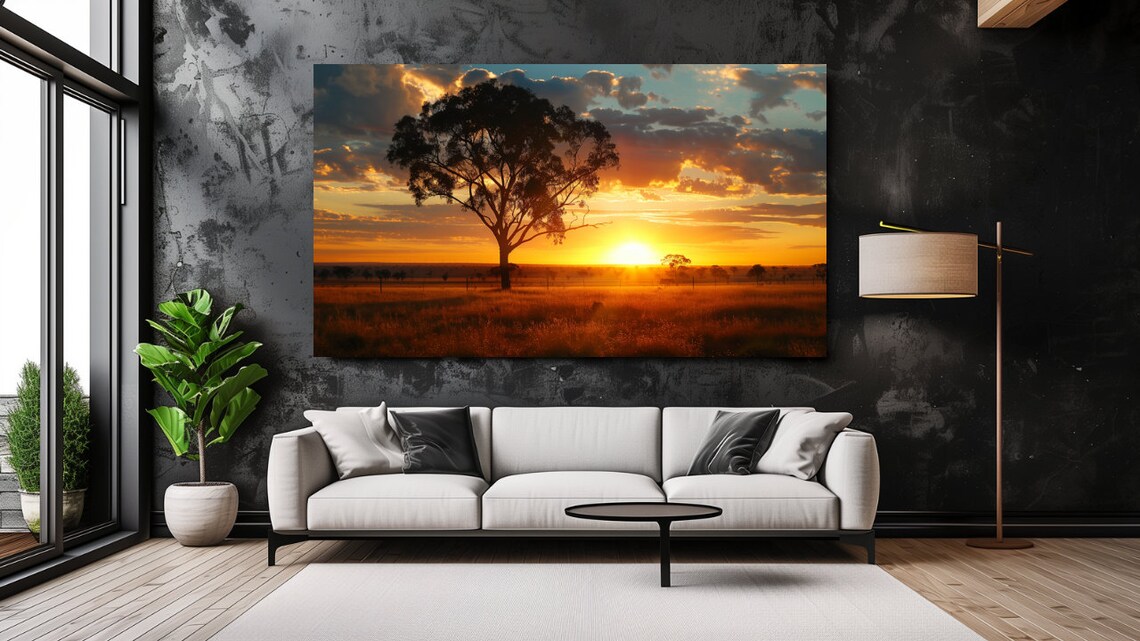 Sunset In Australia Landscape Travel Art Print
