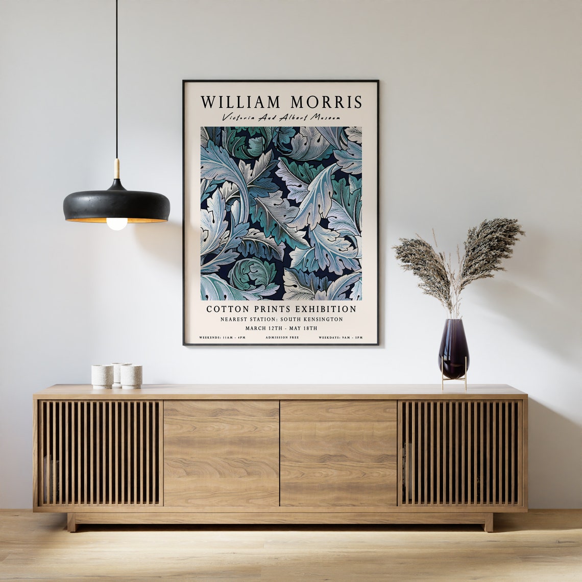 William Morris Acanthus Cotton Prints Exhibition Leaf Art Poster - Image 2