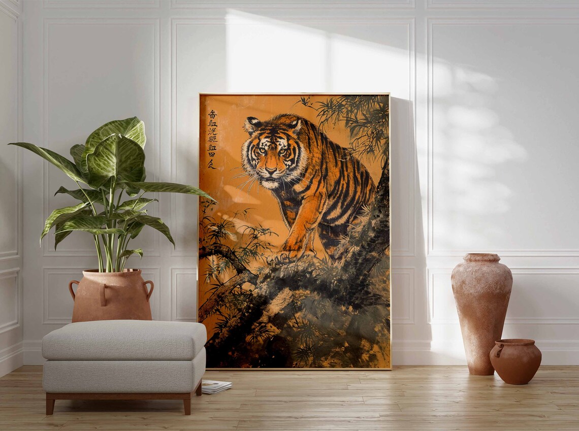 Vintage Tiger Poster, Japanese Jungle Animal Art - Image 2
