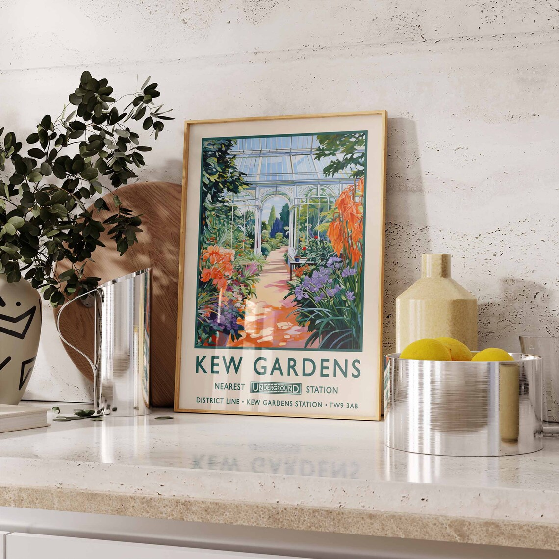 Kew Gardens Glasshouse District Line Vintage London Travel Poster - Image 2