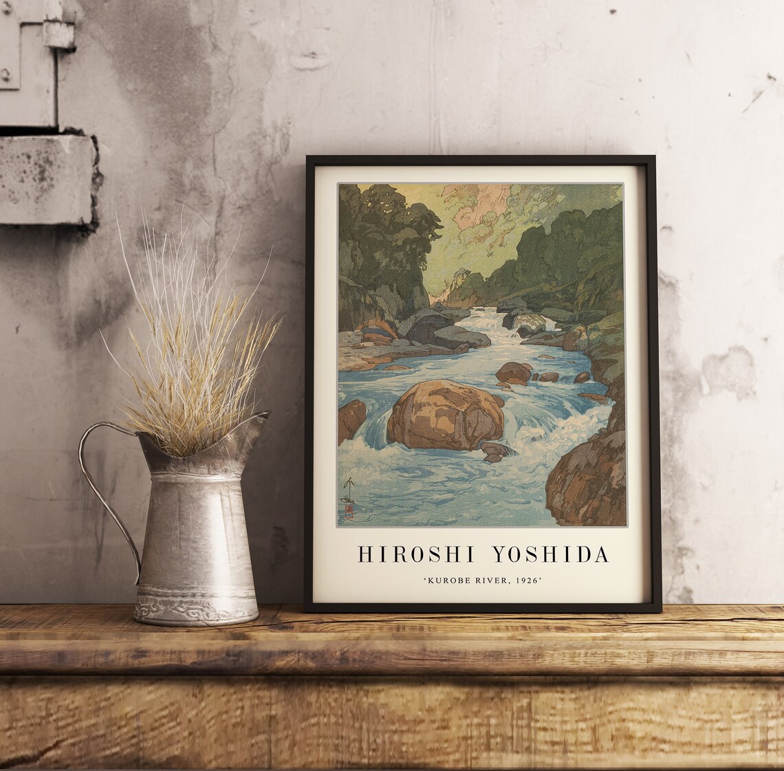 Hiroshi Yoshida Kurobe River Rapids 1926 Japanese Woodblock Art Poster - Image 2