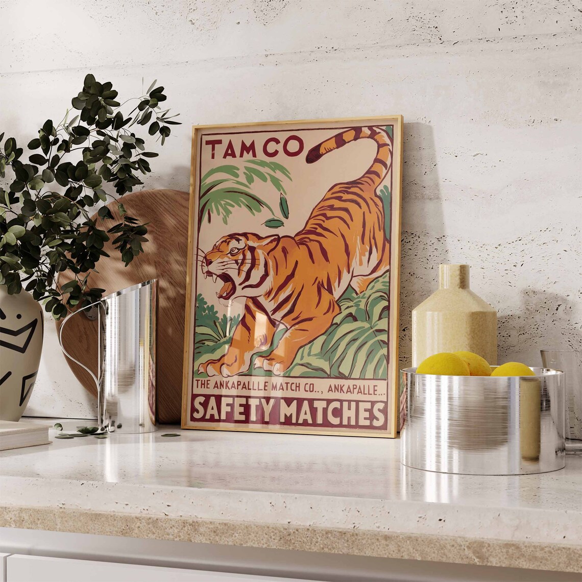 Vintage Tiger Poster, Tropical Jungle Animal Print - Image 2