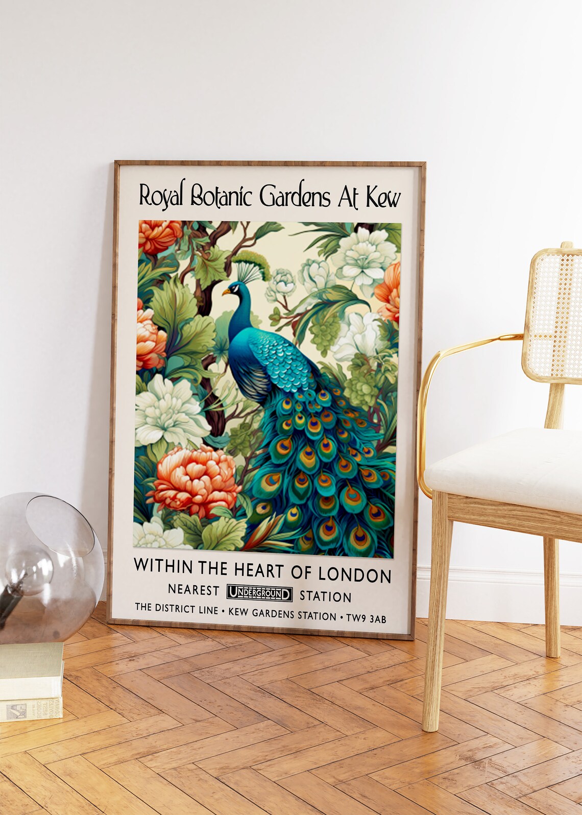 Kew Gardens London Peacock Poster Royal Botanic Gardens Vintage Art - Image 2