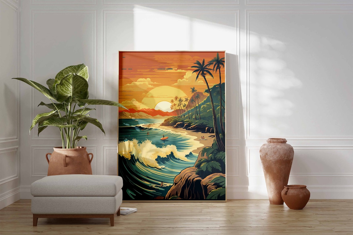 Retro Surf Print, Vintage Sunset Surfing Poster - Image 3