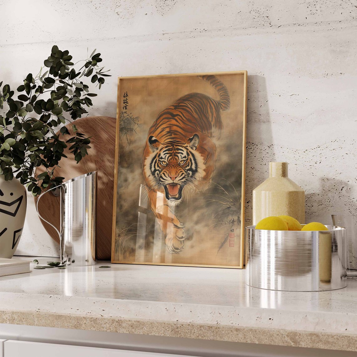 Vintage Tiger Poster, Botanical Jungle Animal Art - Image 3