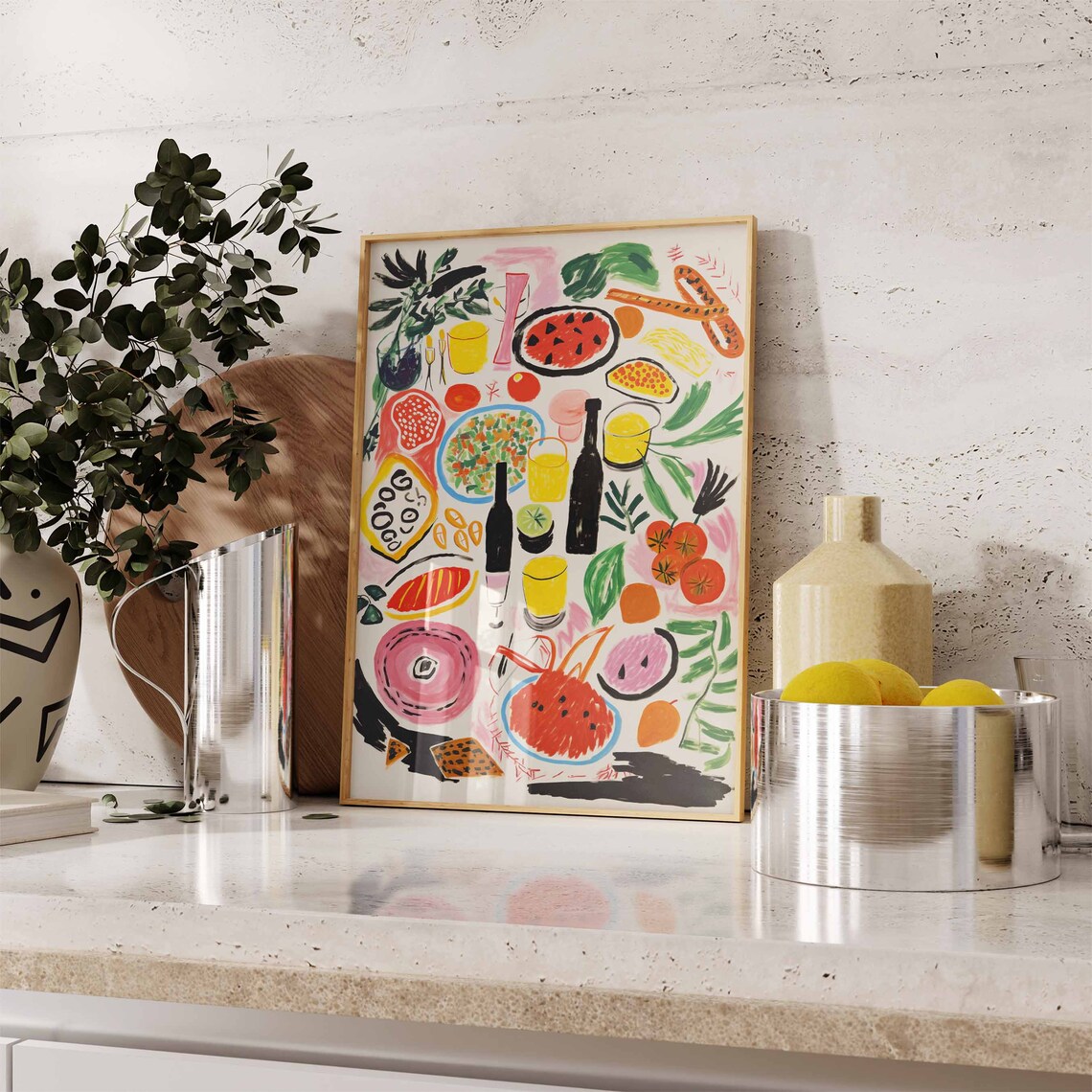 Colorful Summer Food Feast Collage Kitchen Wall Decor Art Poster - Image 2