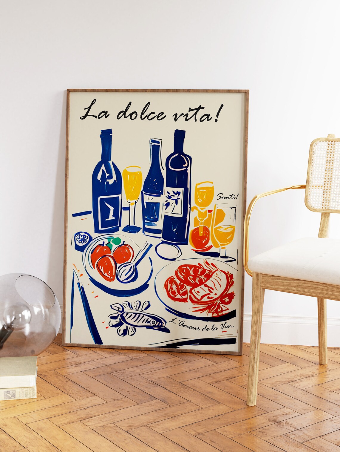 La Dolce Vita Italian Wine Dinner Feast Art Illustration Poster - Image 2