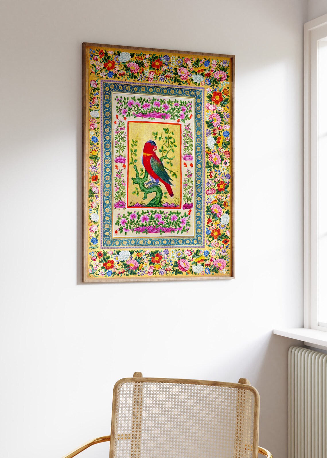 Pichwai Floral Birds Art Print, Vintage Indian Decor - Image 2