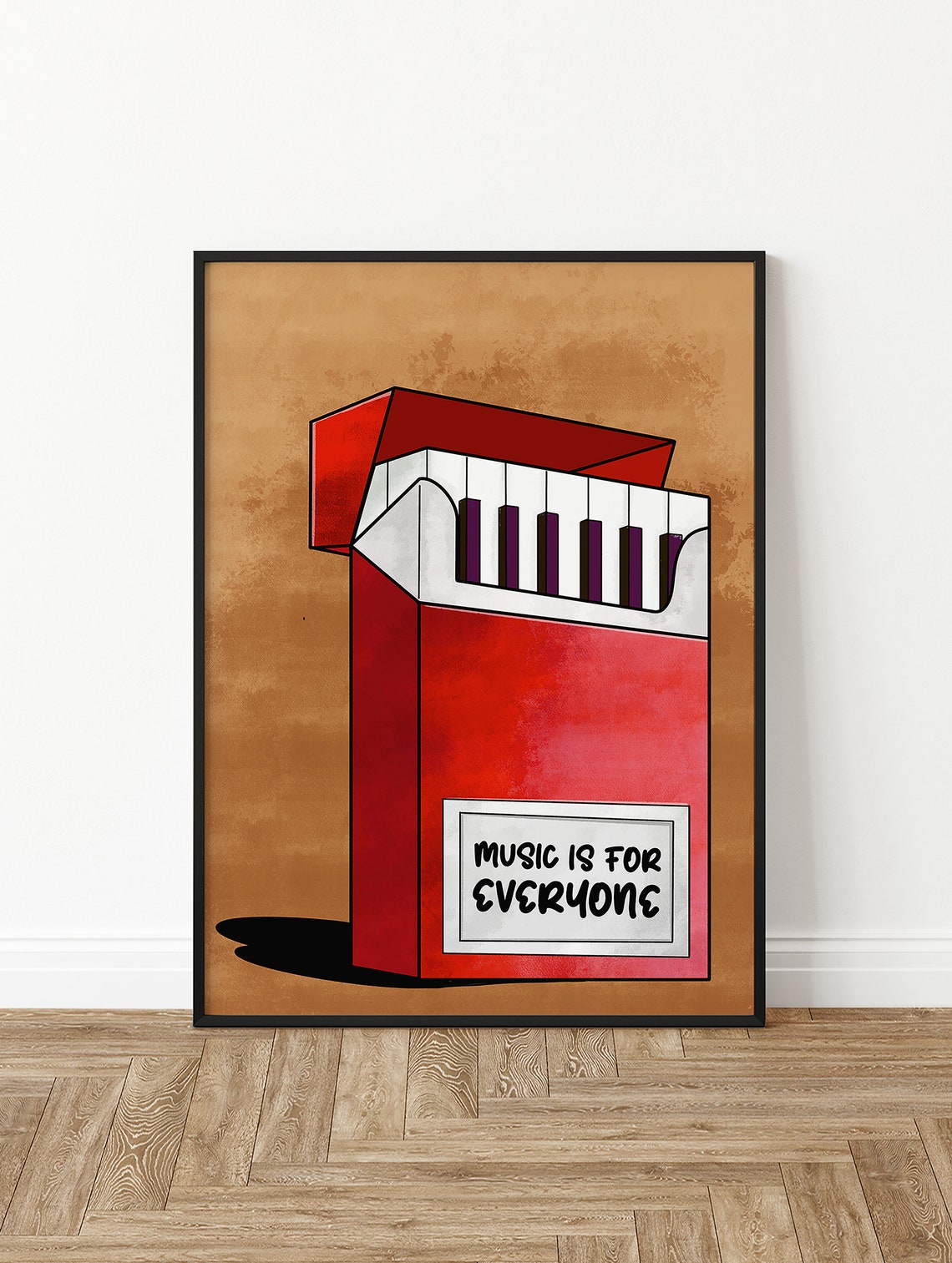 Piano Keys Cigarette Pack Music Is for Everyone Pop Art Poster - Image 2